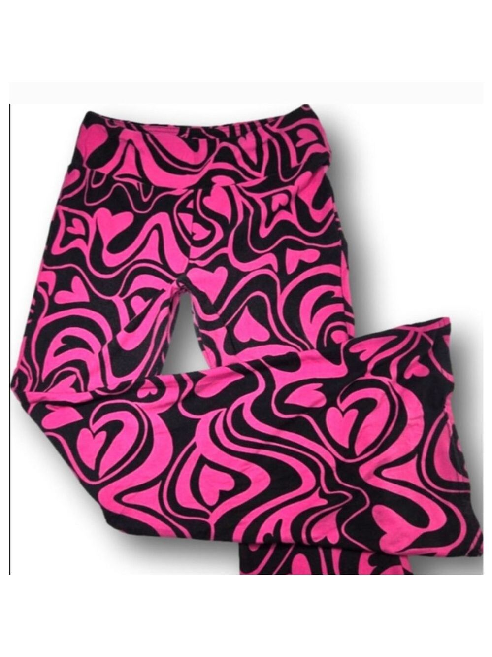 Juniors No Boundaries Leggings M Pink Black Heart Swirl - Picture 1 of 6